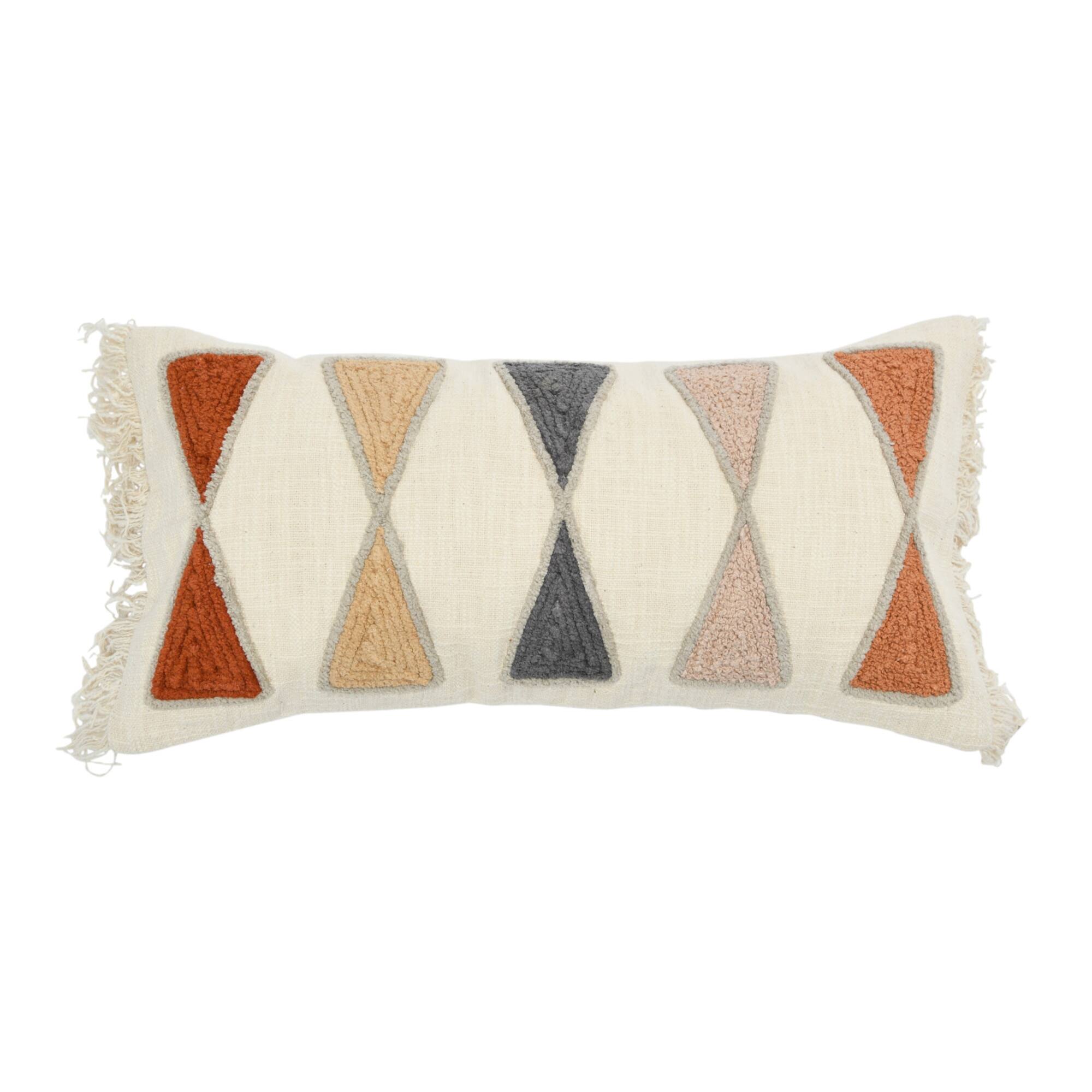 Hello Honey® 24'' Embroidered Cotton Lumbar Pillow with Fringe